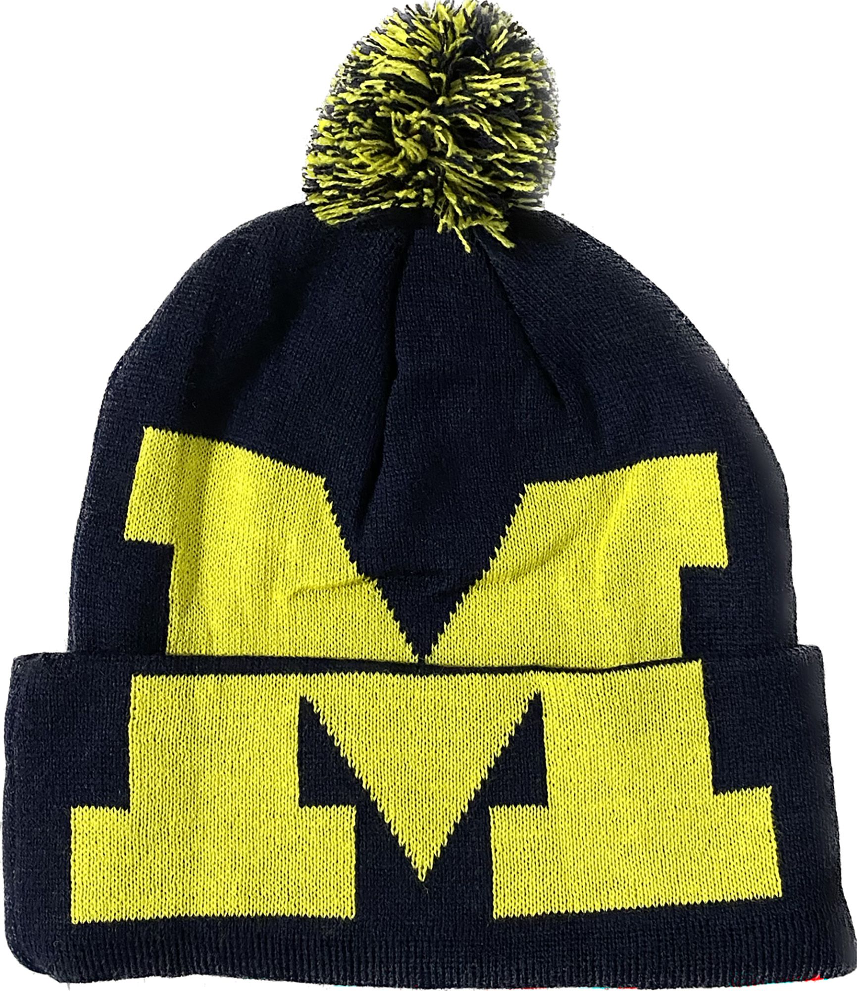 Valiant Adult Michigan Wolverines Navy Block Knit Beanie