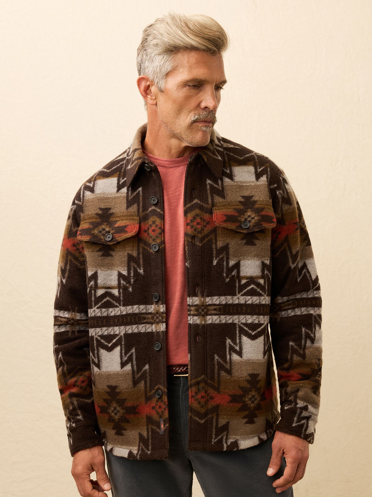Faherty Men's Doug Good Feather Range Fleece Lined Cpo