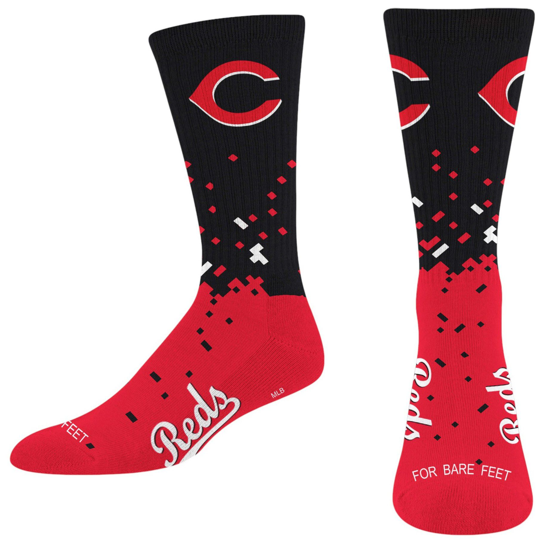 For Bare Feet Adult Cincinnati Reds Spray Zone Socks