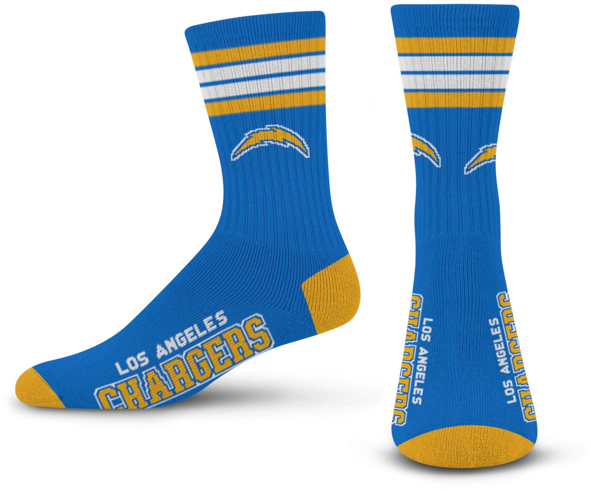 For Bare Feet Los Angeles Chargers 4-Stripe Deuce Socks