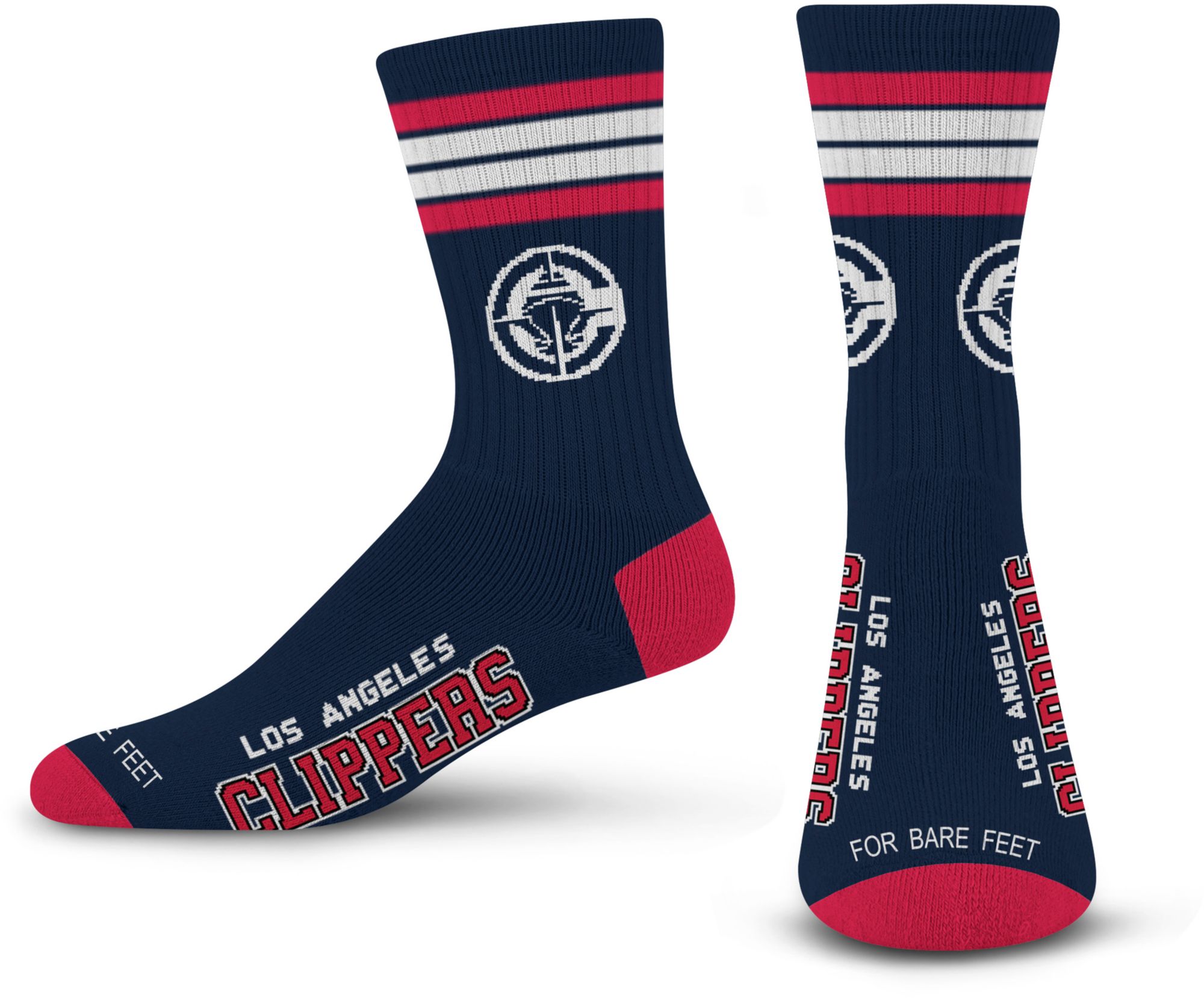 For Bare Feet Adult Los Angeles Clippers 4-Stripe Deuce Socks