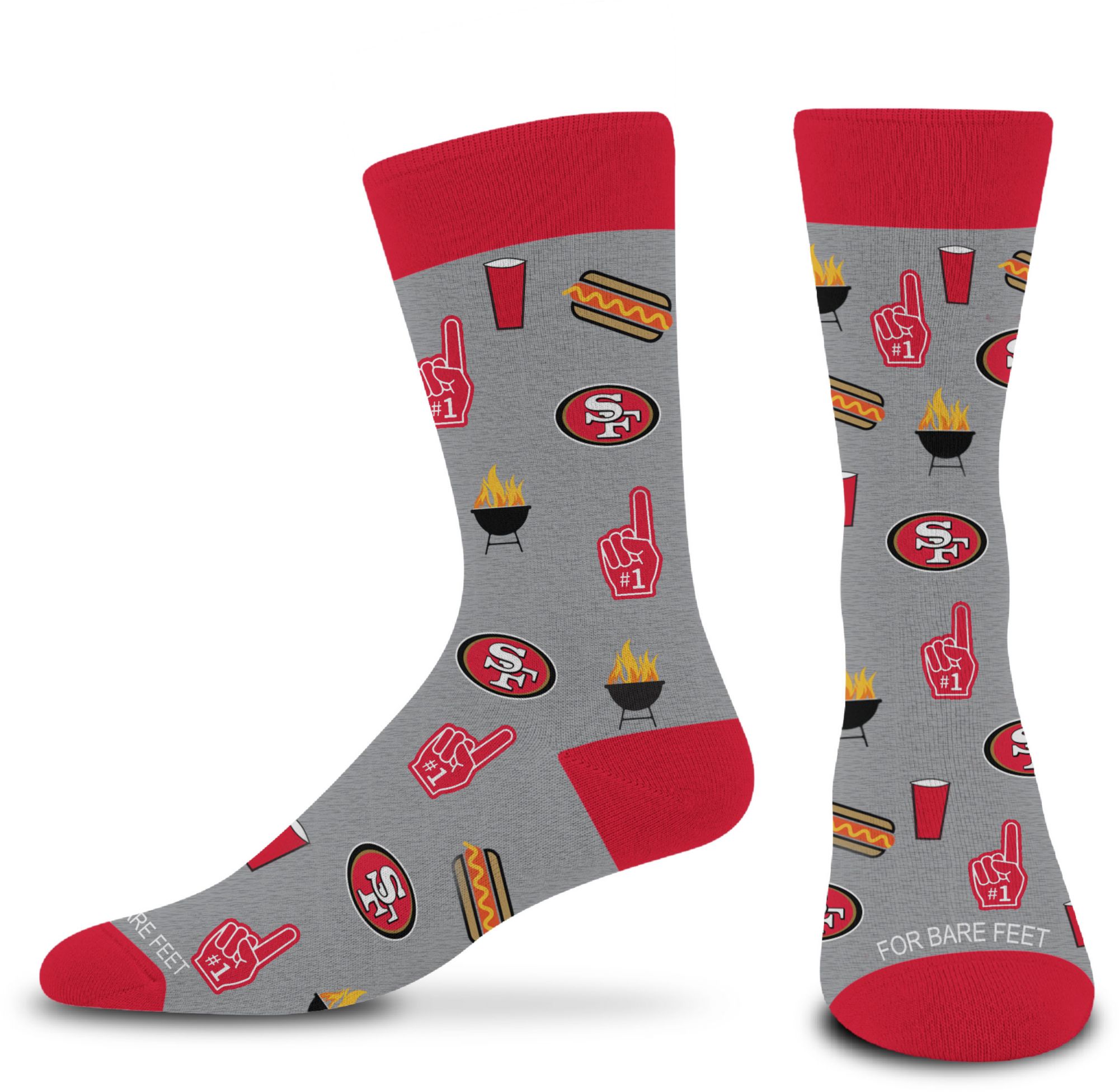 For Bare Feet Adult San Francisco 49ers Tailgate Socks
