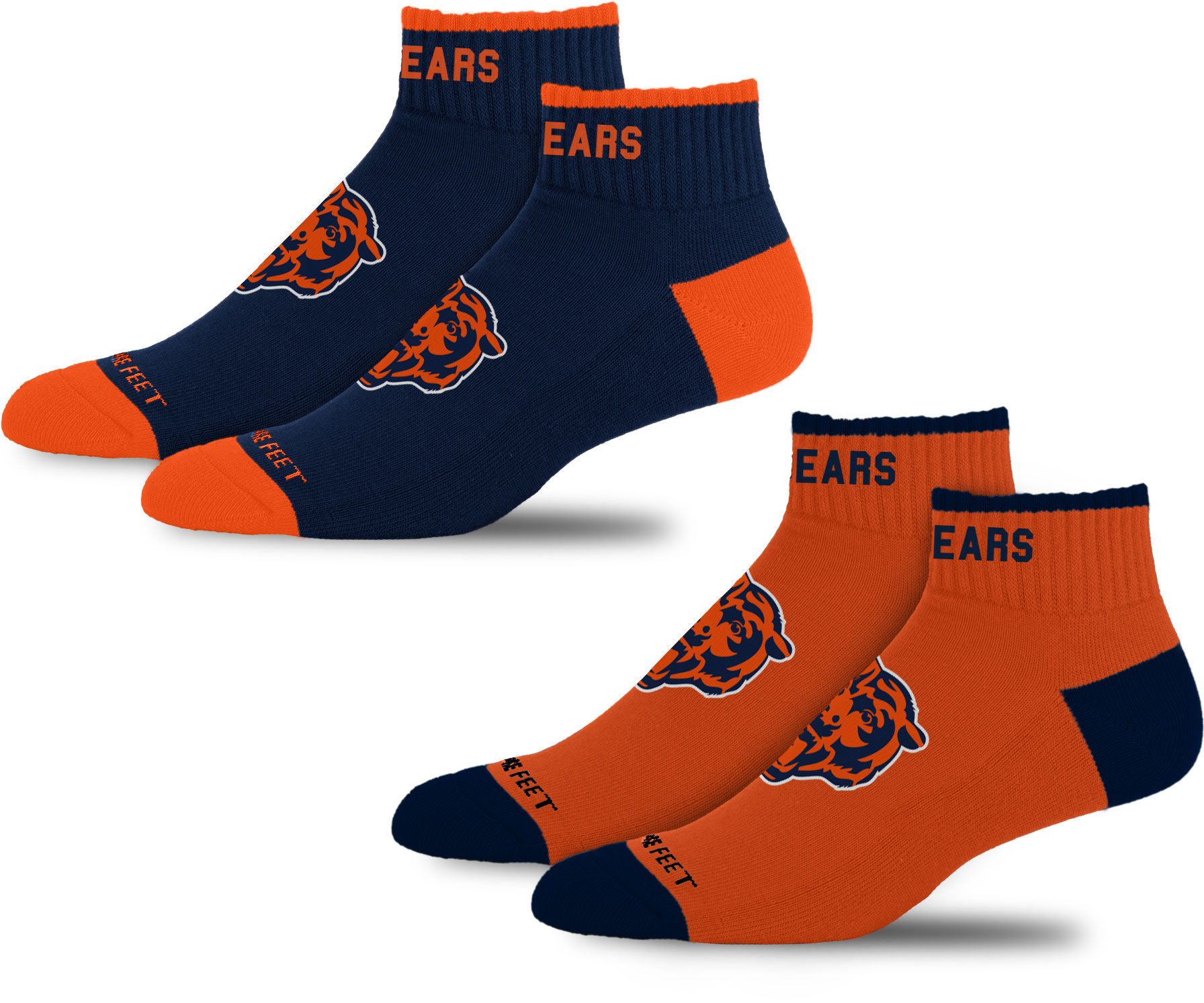 For Bare Feet Adult Chicago Bears Front &amp; Center 2 Pack Socks