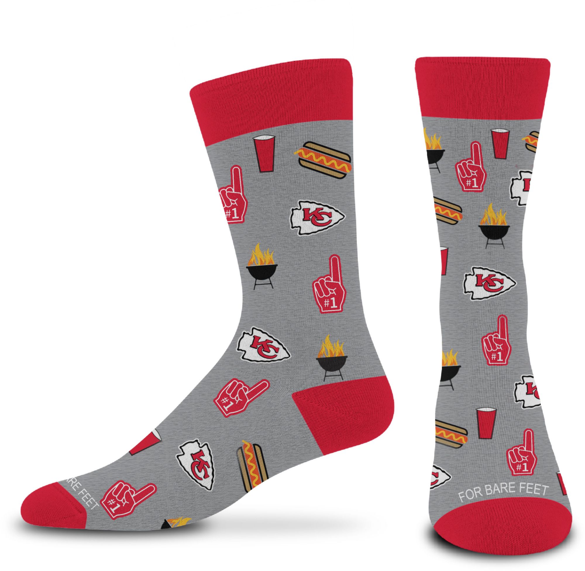 For Bare Feet Adult Kansas City Chiefs Tailgate Socks