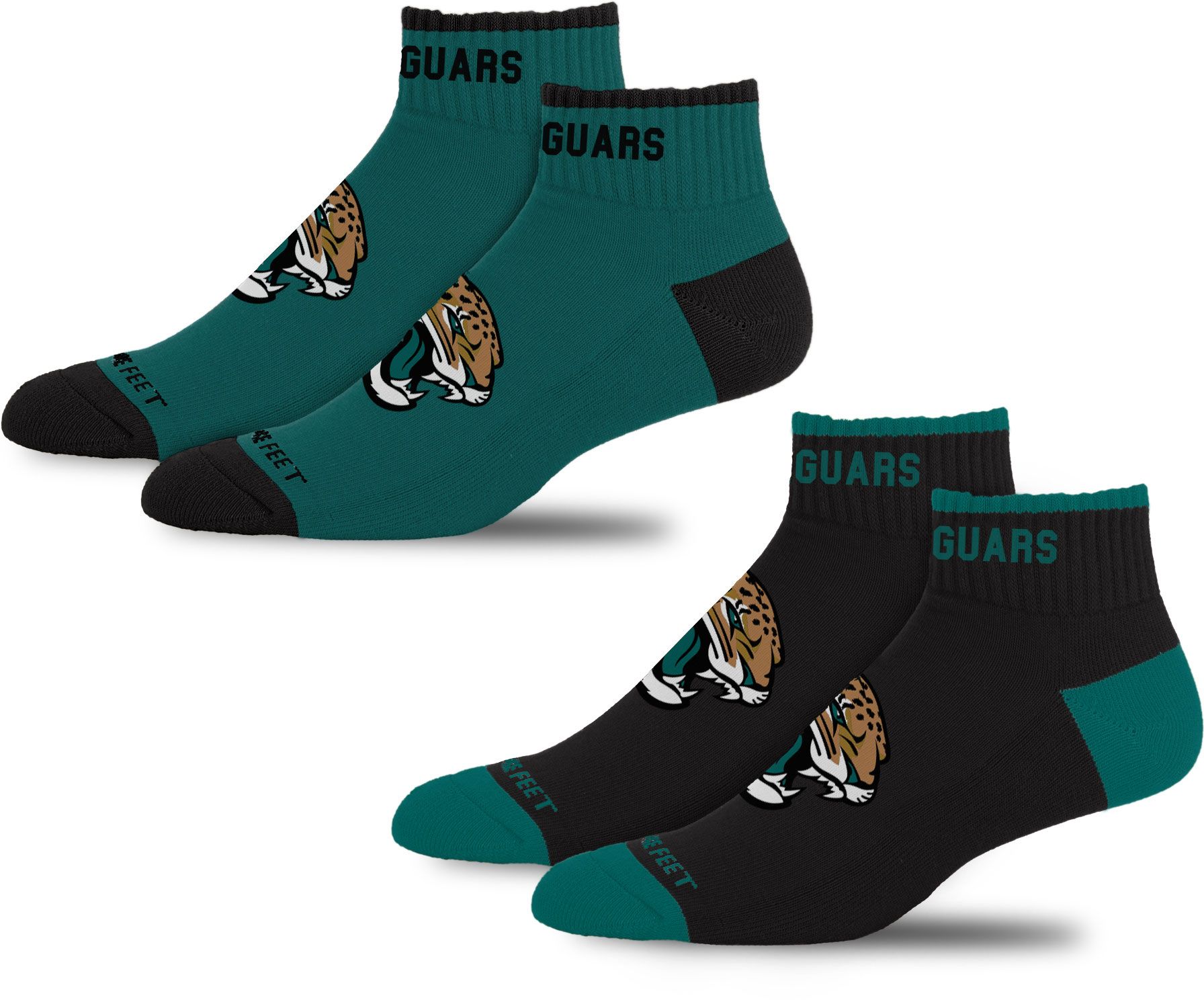 For Bare Feet Adult Jacksonville Jaguars Front &amp; Center 2 Pack Socks