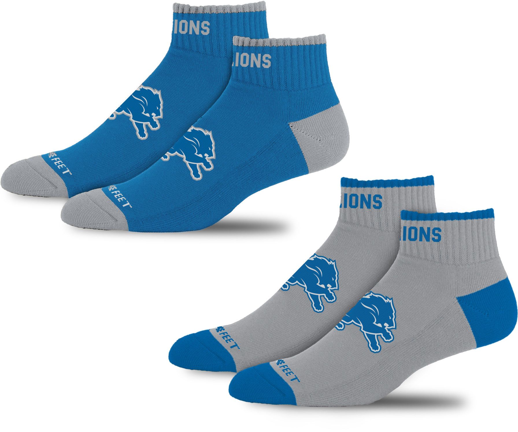 For Bare Feet Adult Detroit Lions Front &amp; Center 2 Pack Socks