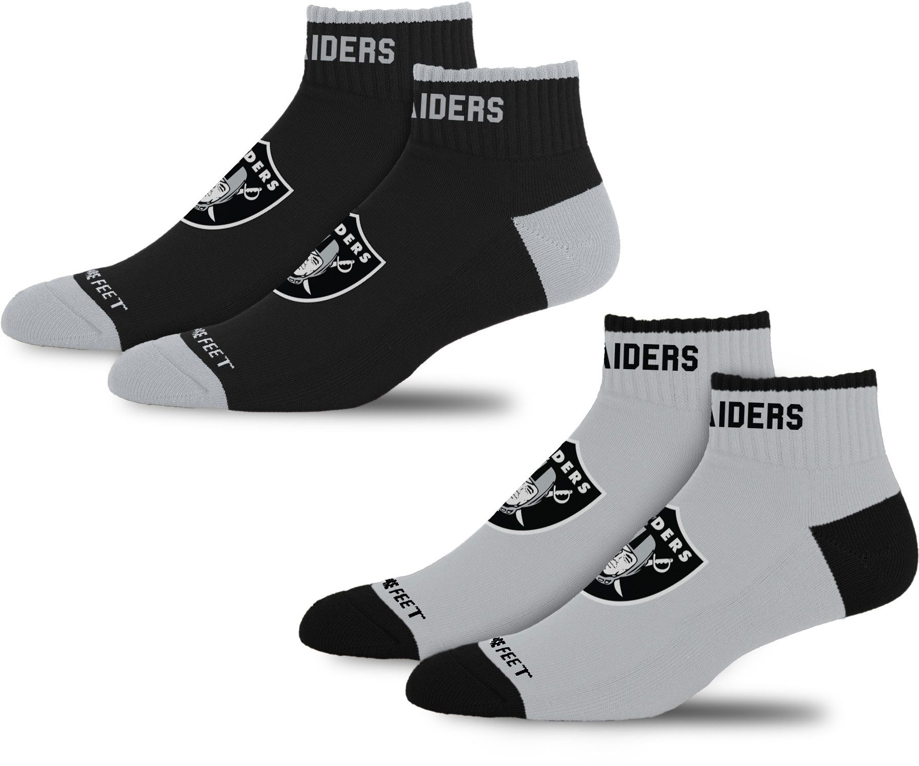 For Bare Feet Adult Las Vegas Raiders Front &amp; Center 2 Pack Socks
