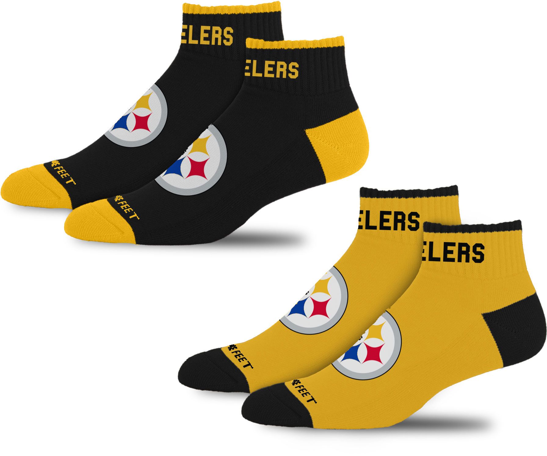 For Bare Feet Adult Pittsburgh Steelers Front &amp; Center 2 Pack Socks