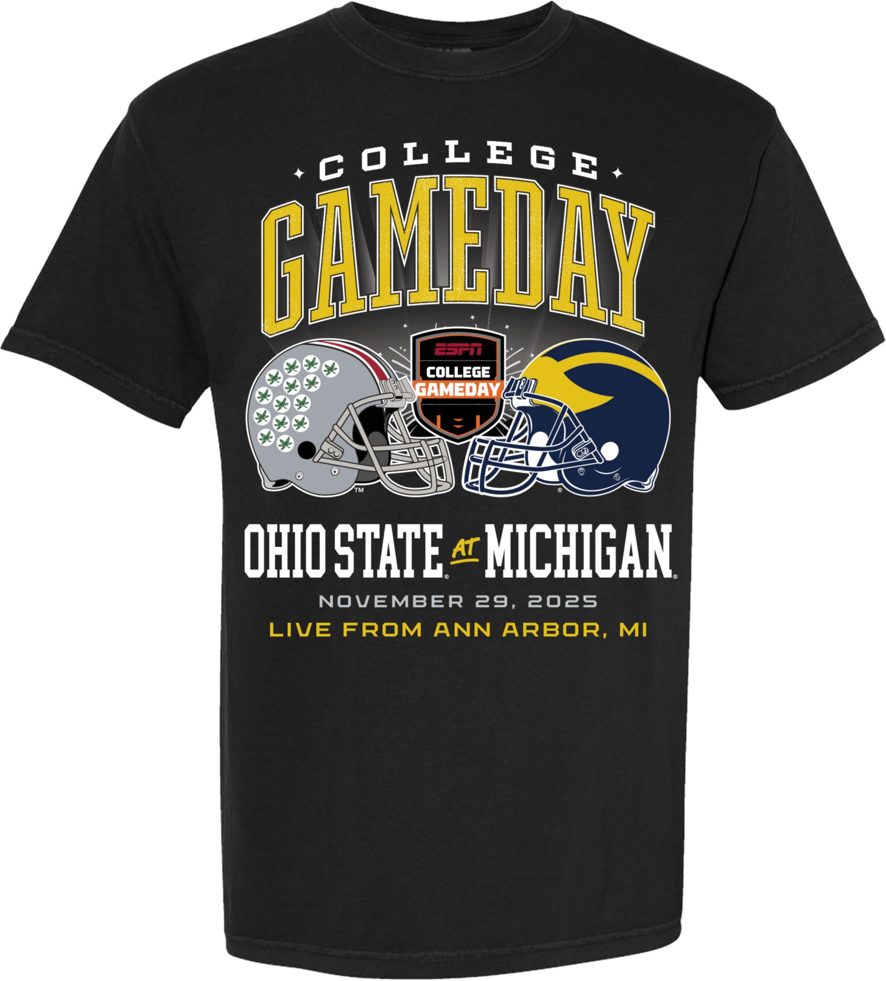 Something Inked Adult Ohio State Buckeyes VS. Michigan Wolverines College GameDay Black T-Shirt