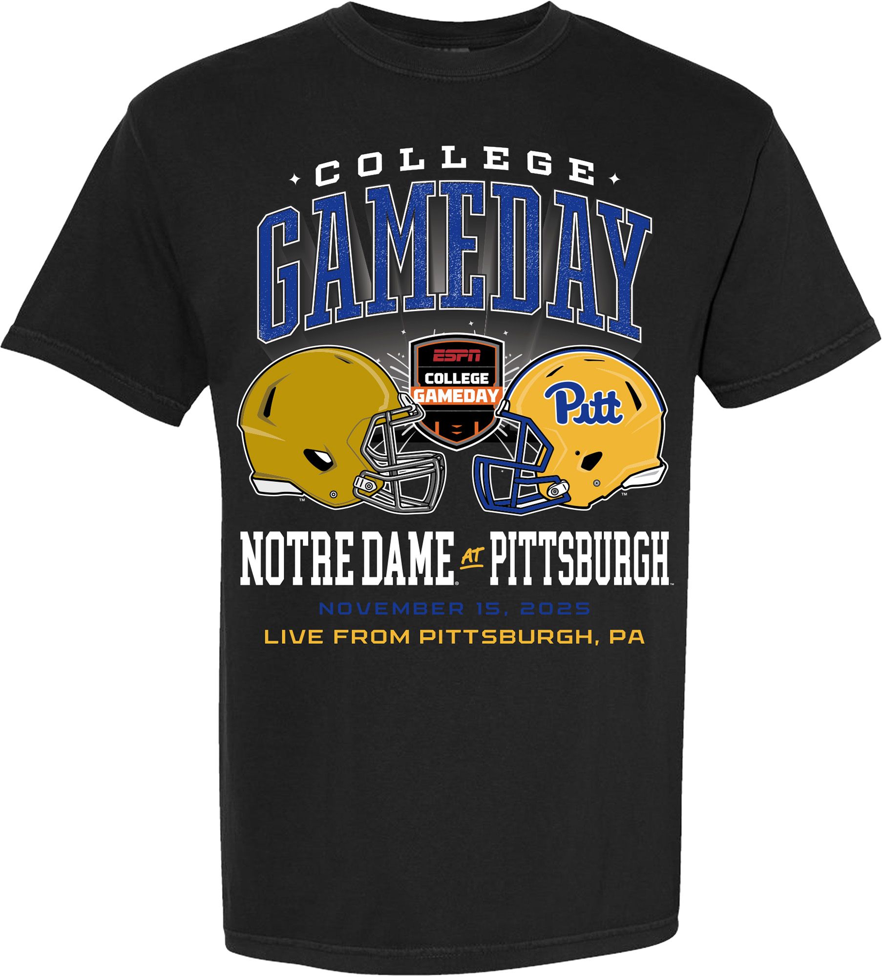 Something Inked Adult Notre Dame Fighting Irish VS. Pitt Panthers College GameDay Black T-Shirt