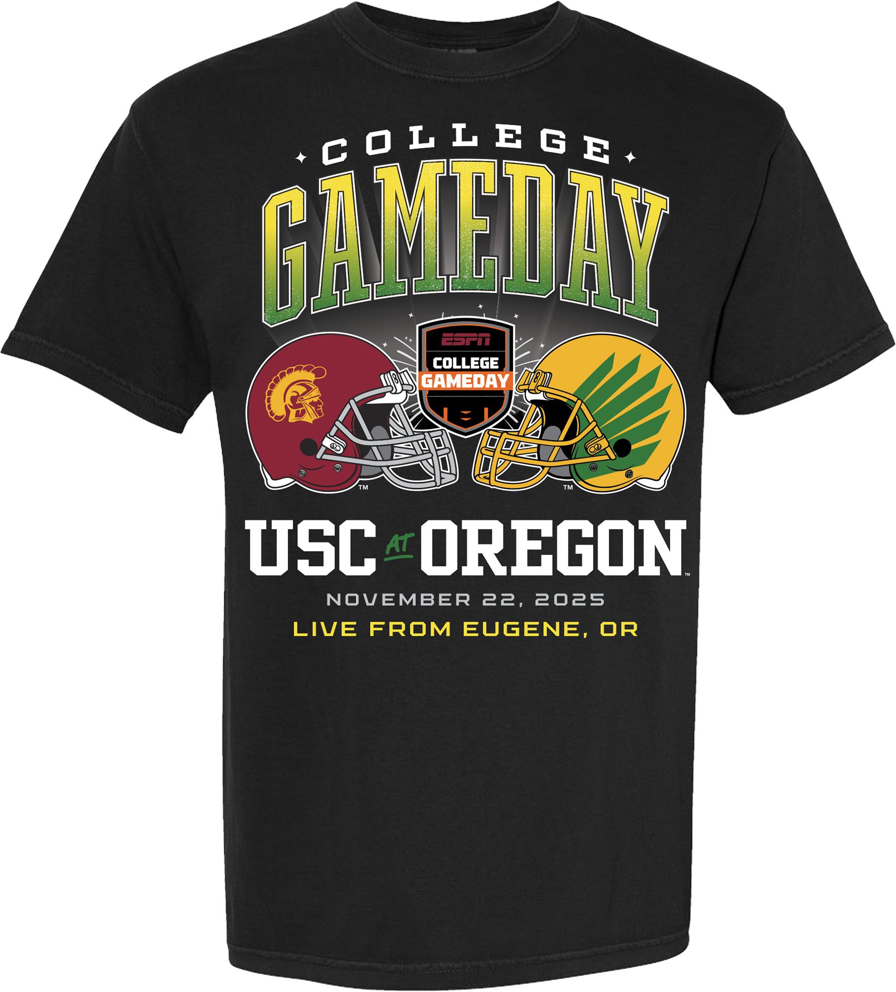 Something Inked Adult USC Trojans VS Oregon Ducks College GameDay Black T-Shirt