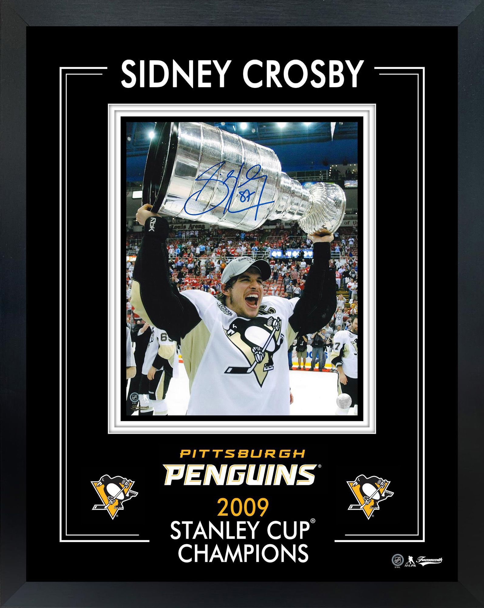 Frameworth Pittsburgh Penguins Sidney Crosby #87 2009 Stanley Cup Championship Autographed 8"x10" Framed Photo