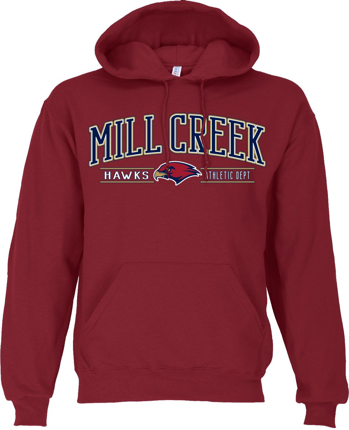 Ohiopyle Prints Men's Mill Creek High School Red Pullover Hoodie