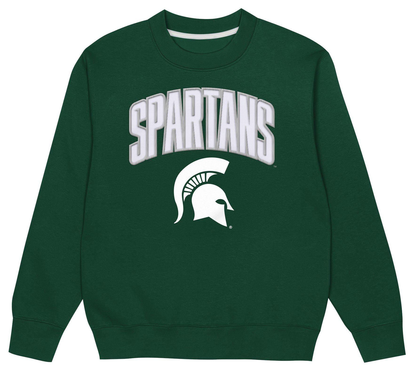 Gen2 Boys' Michigan State Spartans Fir Green Place Kicker 47 Crew Pullover Sweatshirt