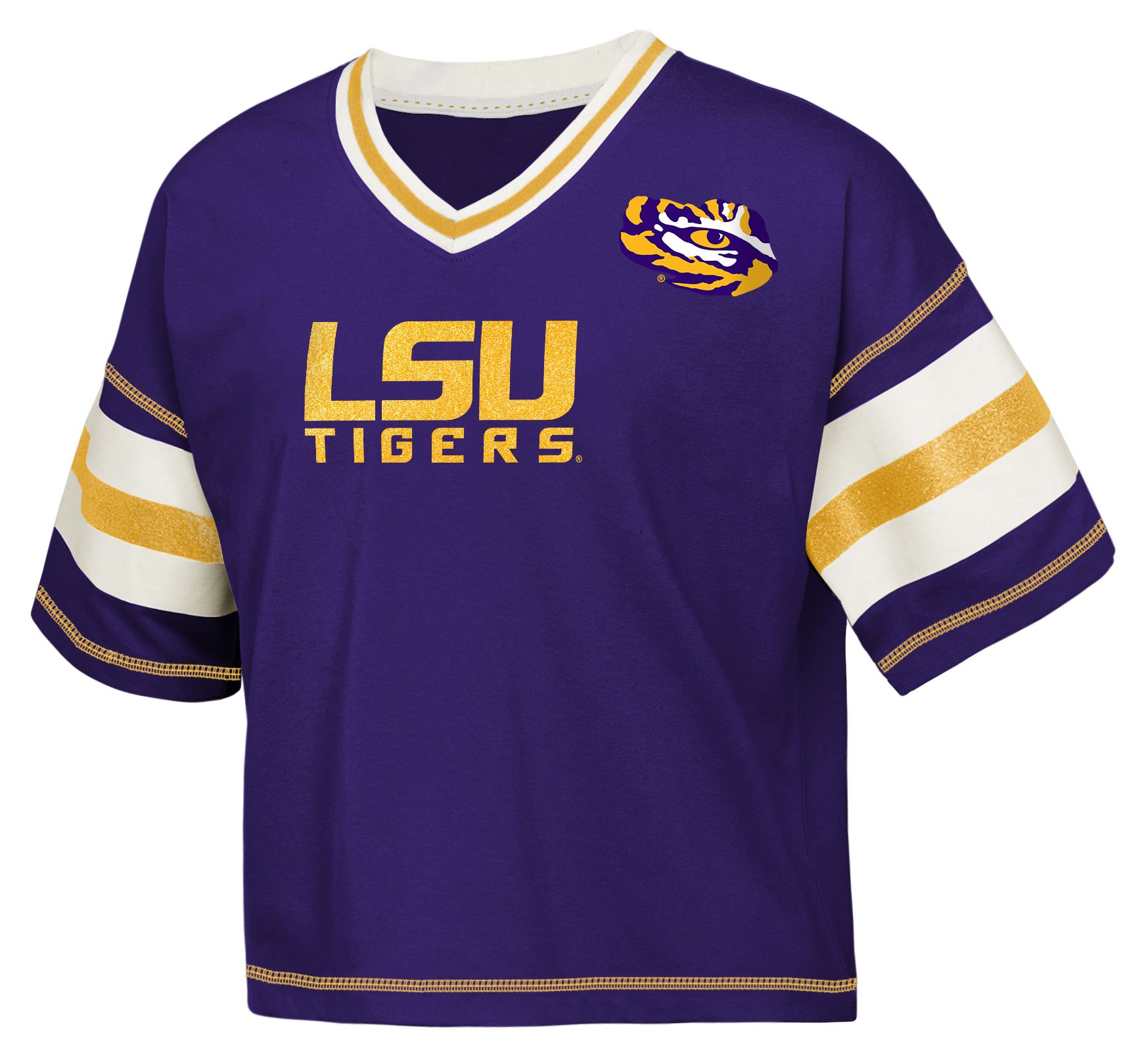 Gen2 Girls' LSU Tigers Purple Grid Iron Short Sleeve T-Shirt