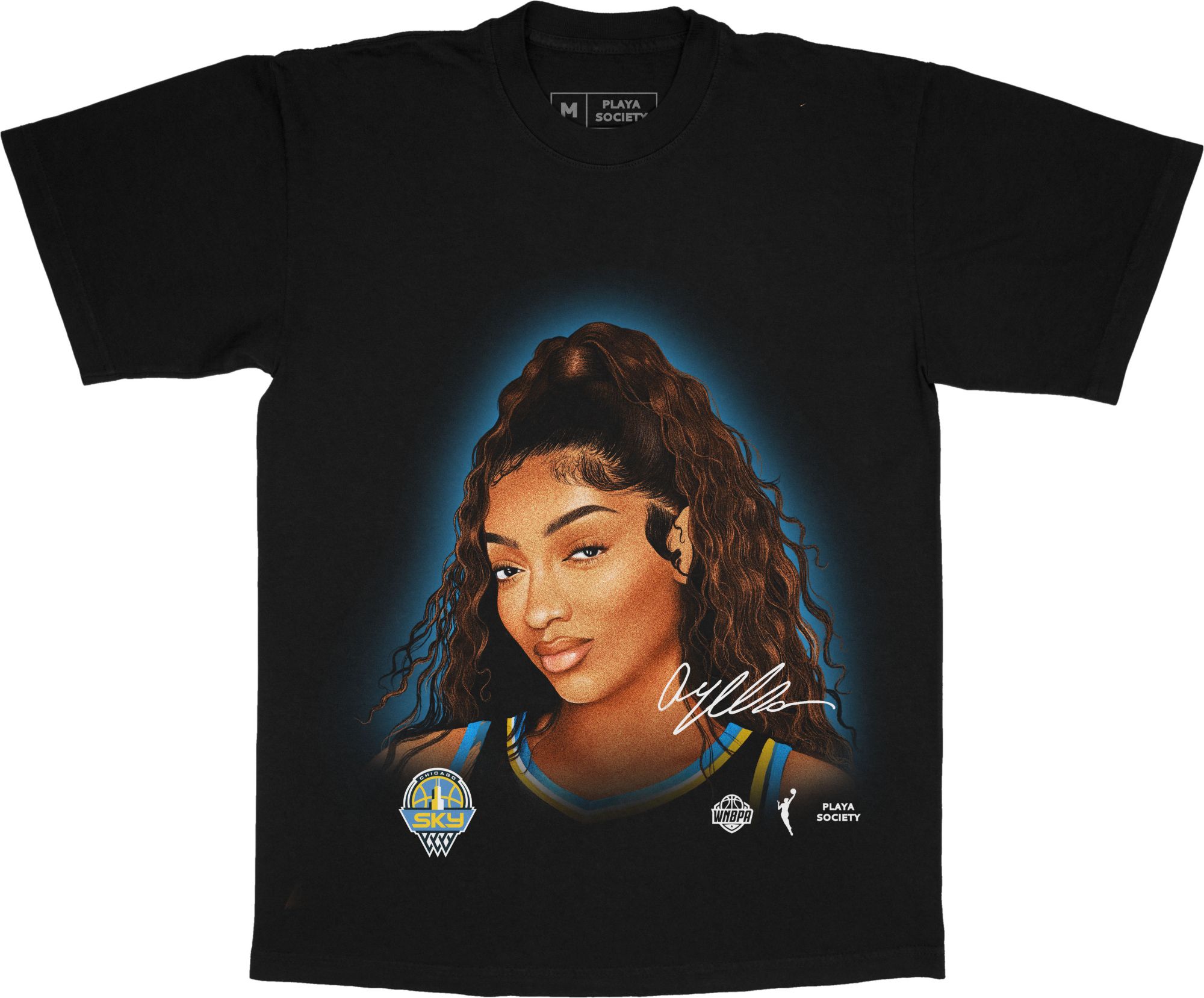 PLAYA SOCIETY Adult Chicago Sky Black Angel Reese Sketch T-Shirt