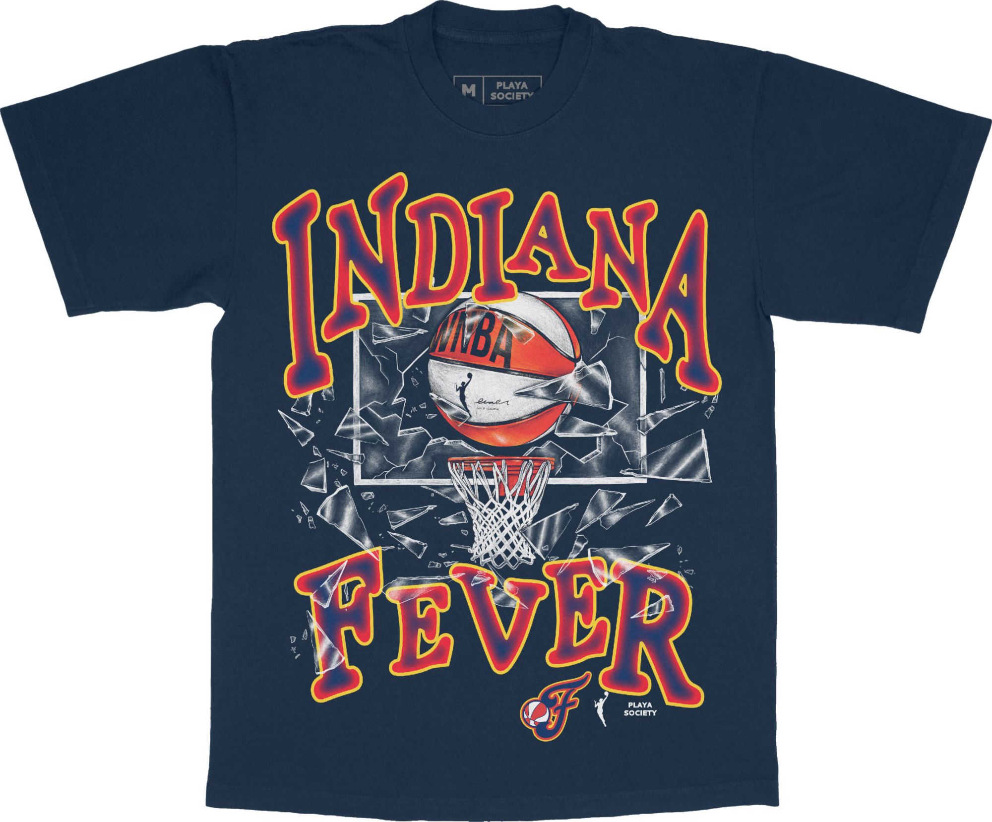PLAYA SOCIETY Men's Indiana Fever Navy Shattered Glass Short Sleeve T-Shirt