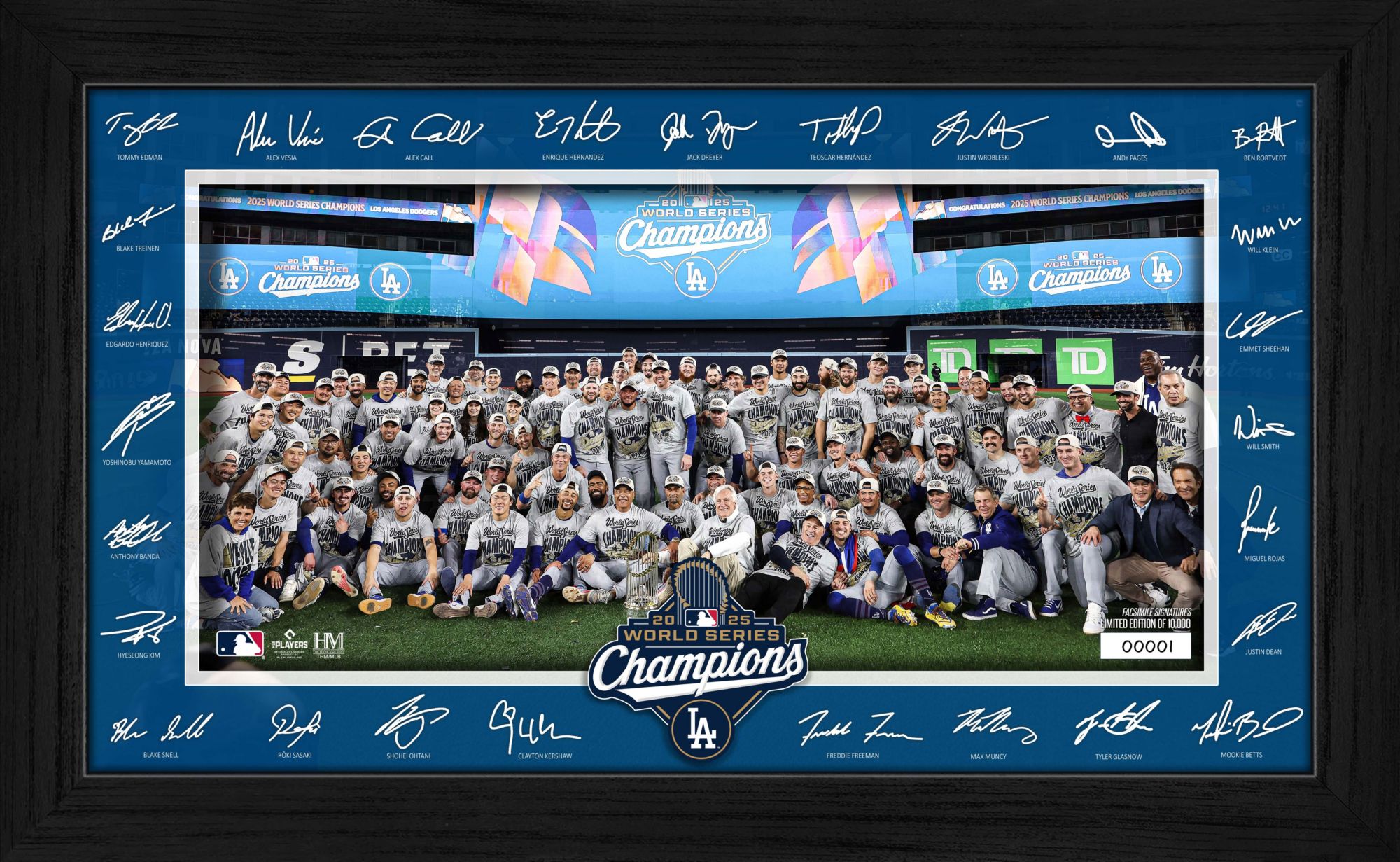 Highland Mint Los Angeles Dodgers 2025 World Series Champions Signature Celebration Frame