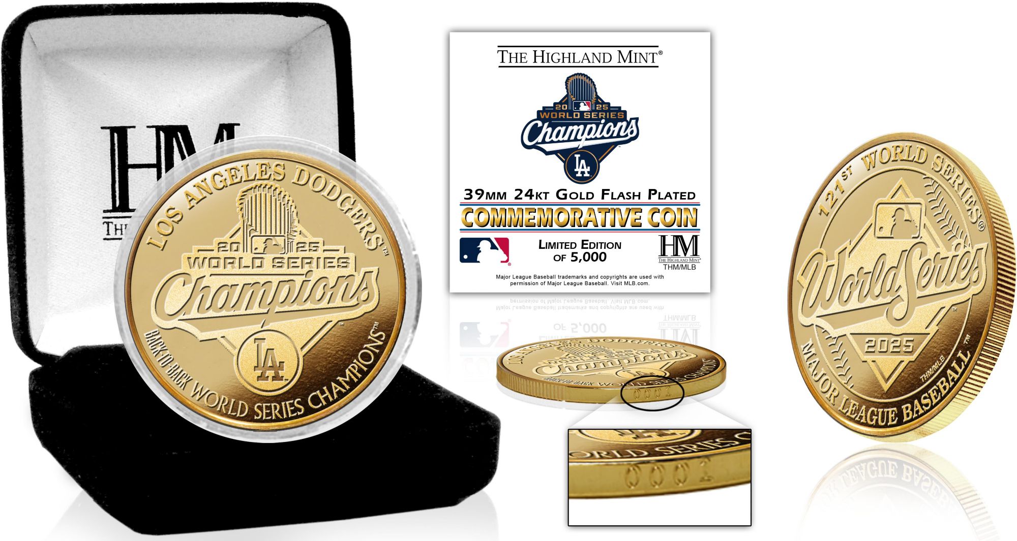 Highland Mint Los Angeles Dodgers 2025 World Series Champions Gold Coin