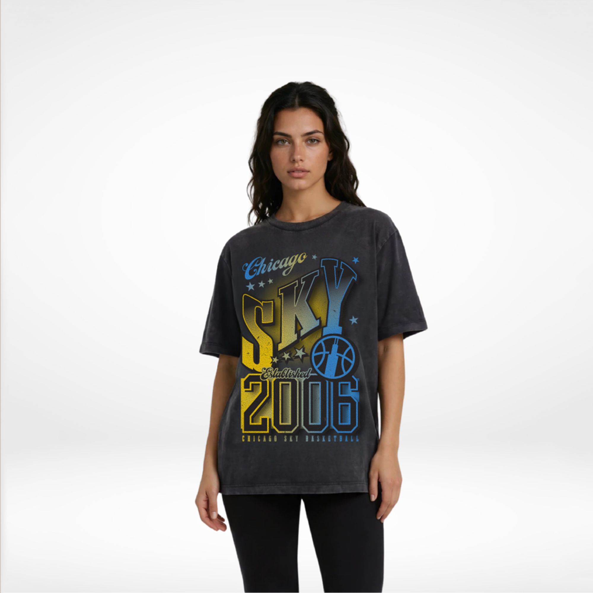 The Wild Collective Adult Chicago Sky Black Established Band Graphic T-Shirt