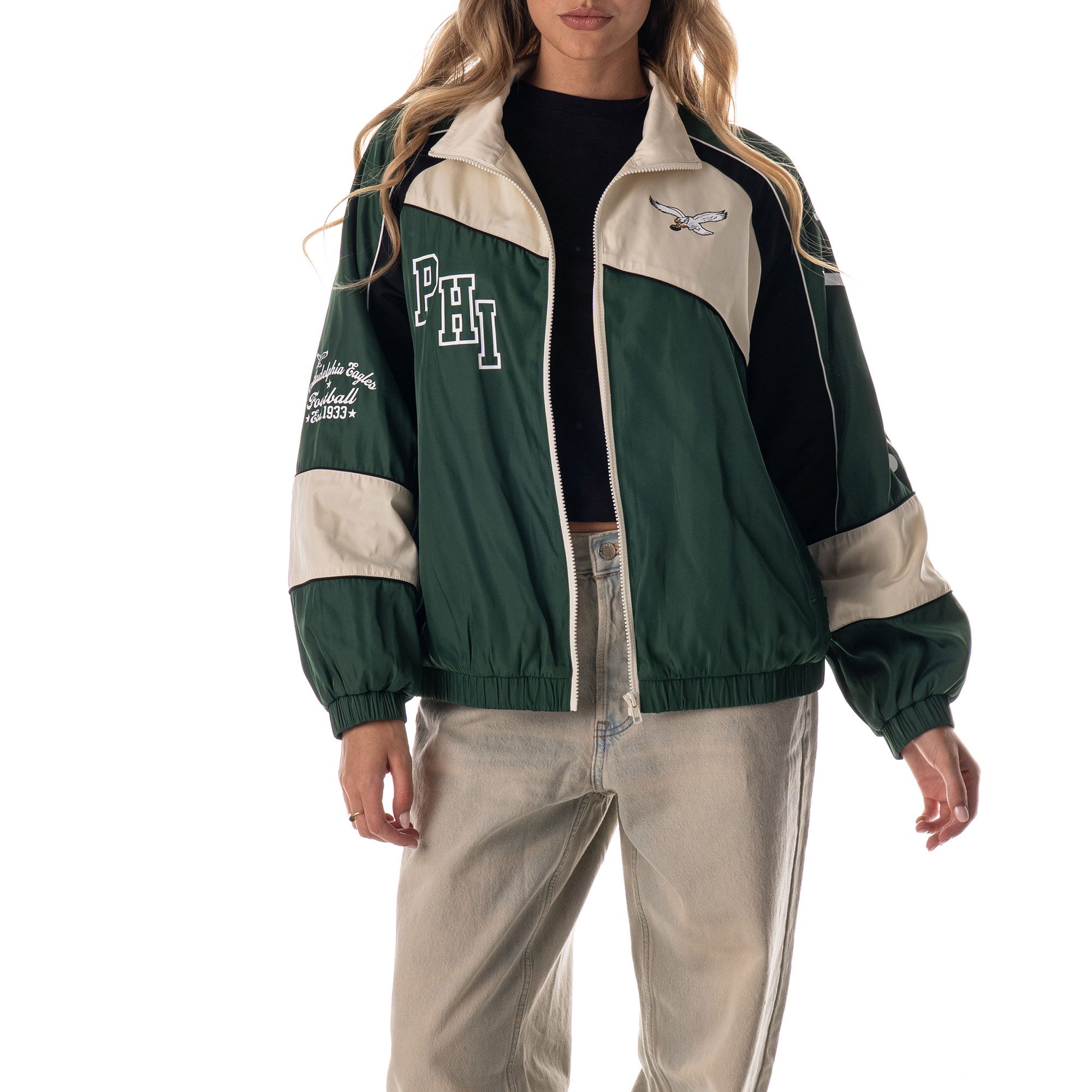 The Wild Collective Women's Philadelphia Eagles Colorblock Track Jacket