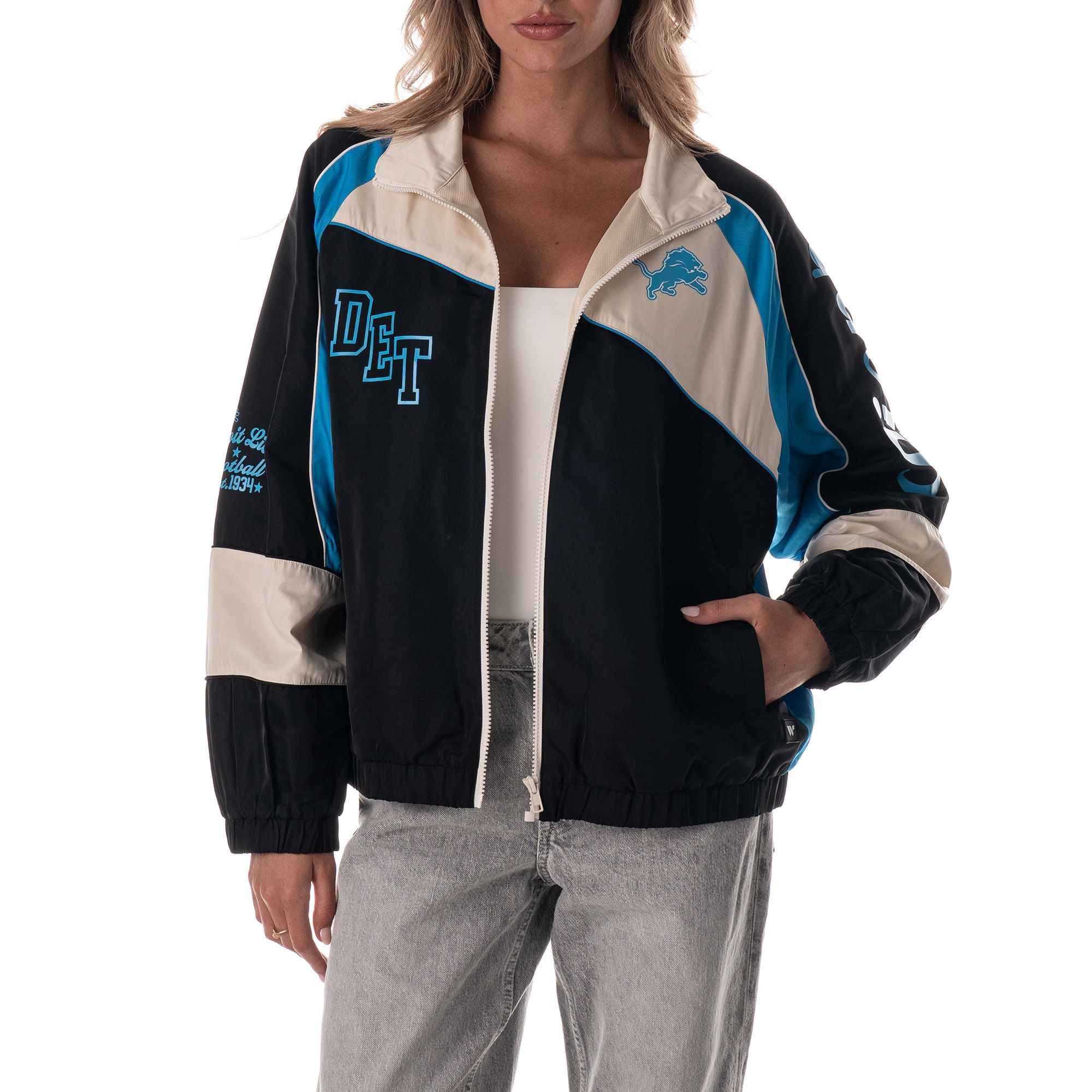 The Wild Collective Women's Detroit Lions Colorblock Track Jacket