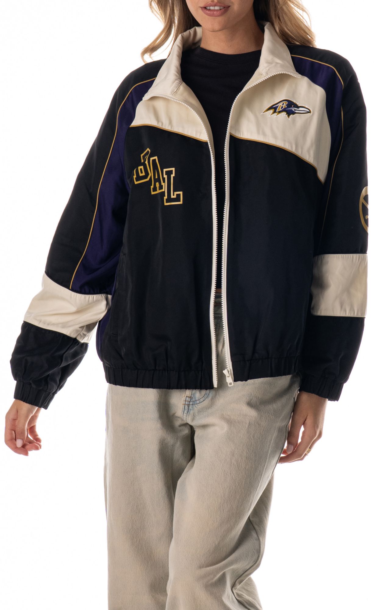The Wild Collective Women's Baltimore Ravens Colorblock Track Jacket