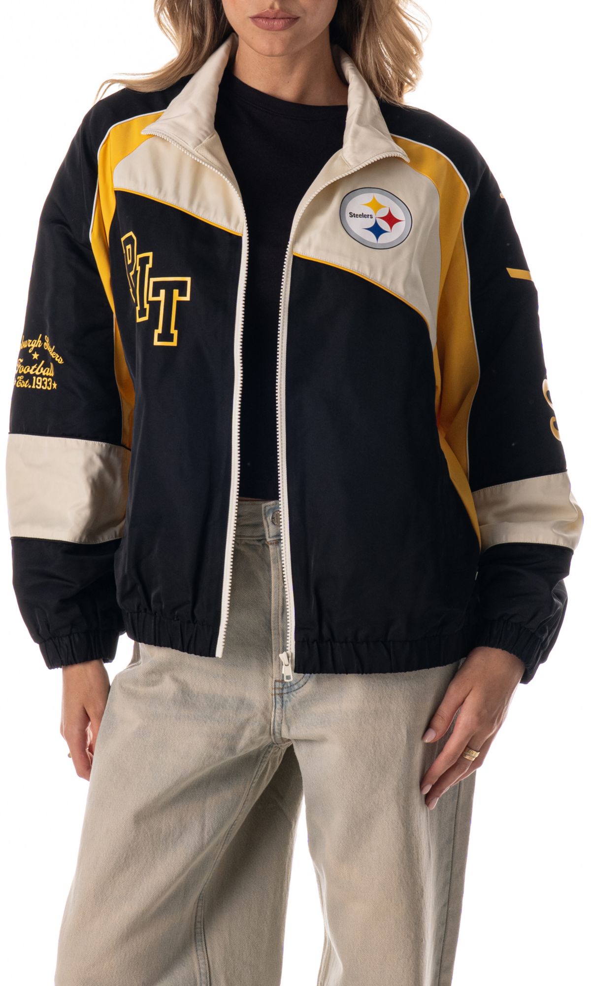 The Wild Collective Women's Pittsburgh Steelers Colorblock Track Jacket