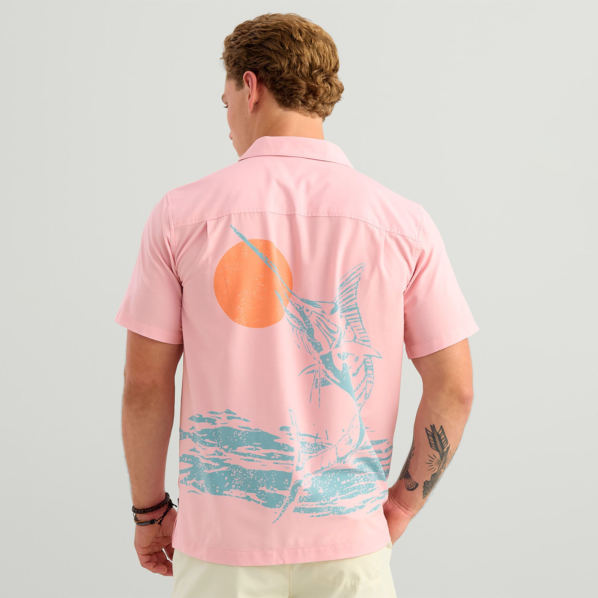 HUK Men's Short Sleeve Button-Down Camp Shirt