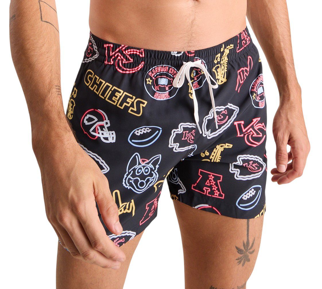 Chubbies Adult Kansas City Chiefs Neon Bright Red 5.5" Lined Swim Trunks