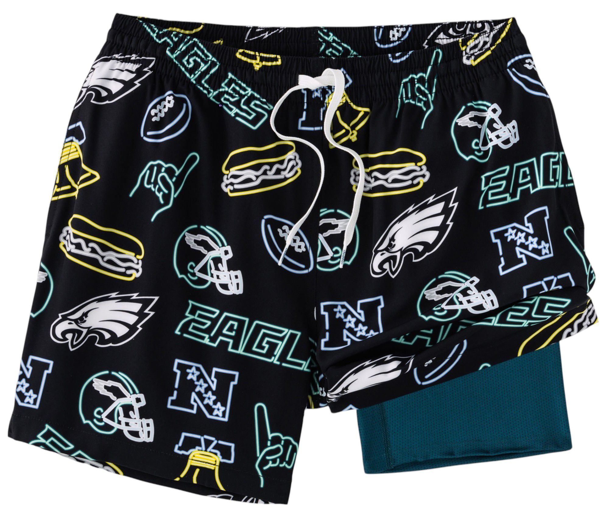 Chubbies Adult Philadelphia Eagles Neon Dark Teal 5.5" Lined Swim Trunks