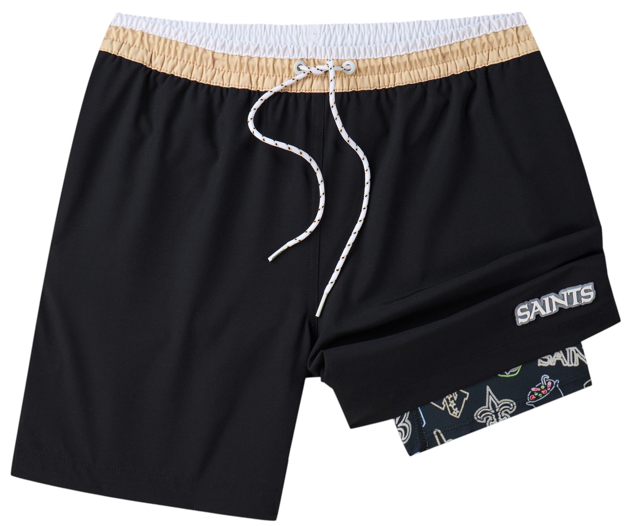 Chubbies Adult New Orleans Saints Classic Black 5.5" Lined Swim Trunks