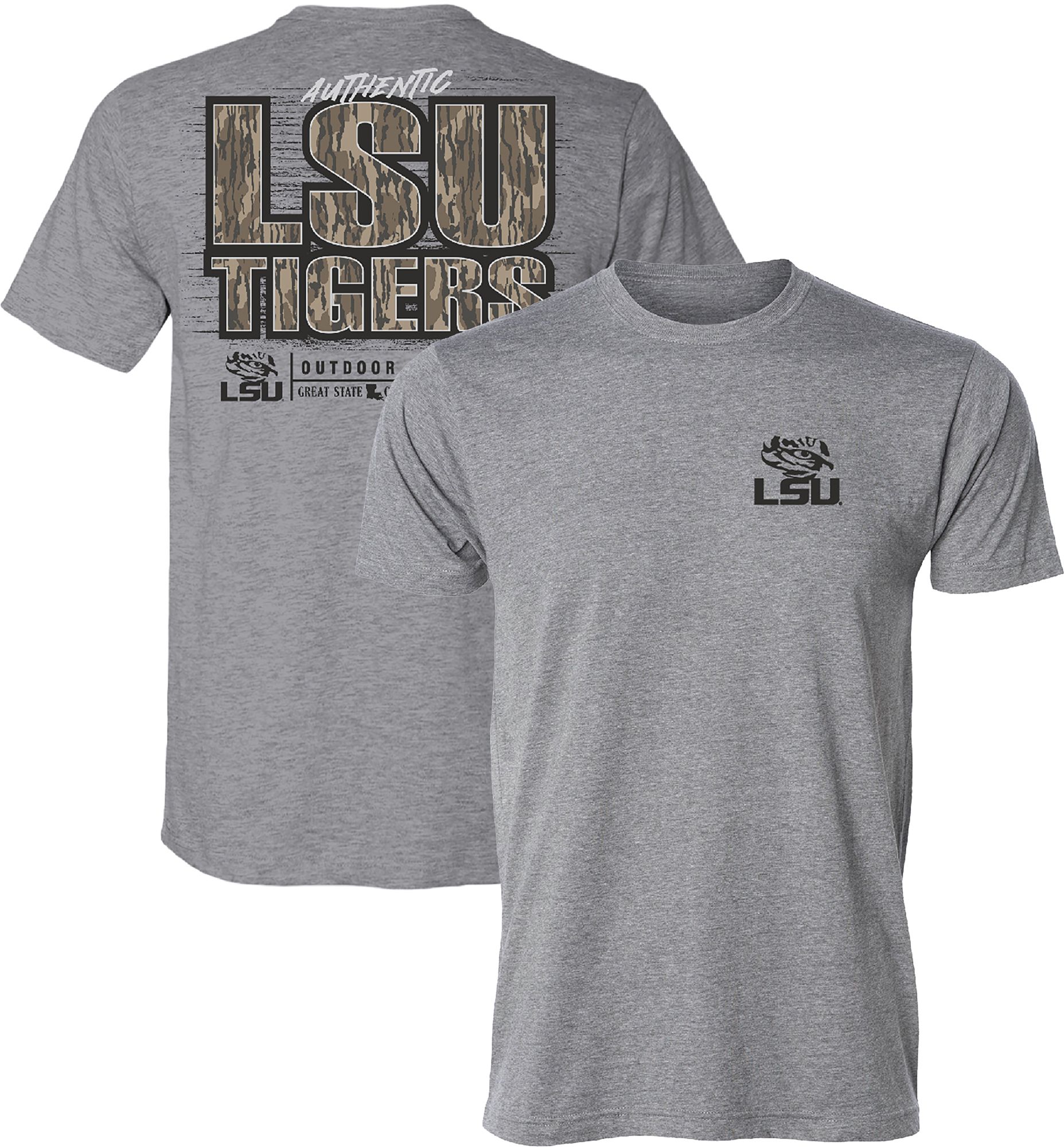 Great State Men's LSU Tigers Heather Gray Woodland Stack Short Sleeve T-Shirt