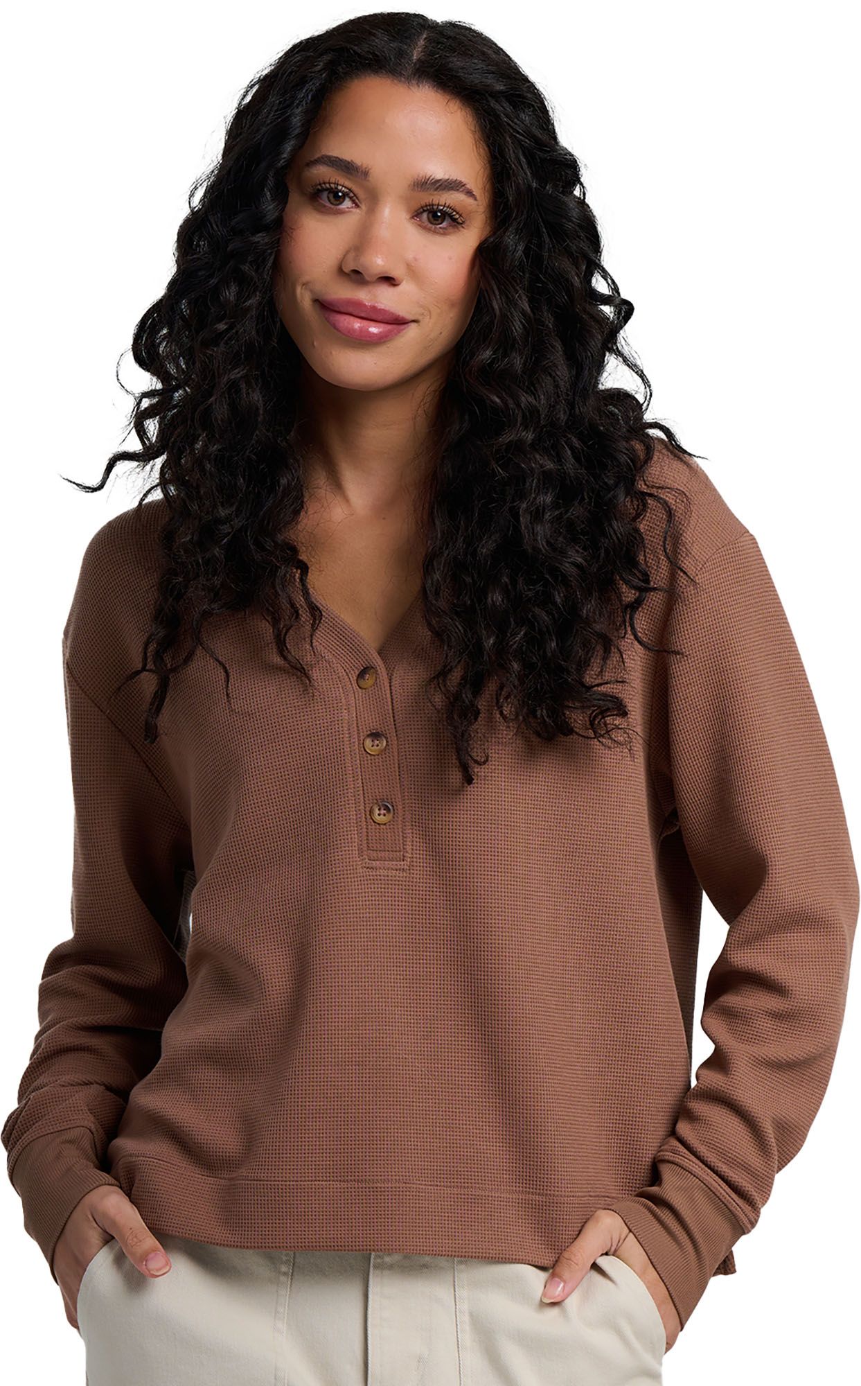 Free Fly Women's Waffle Long Sleeve Henley Shirt