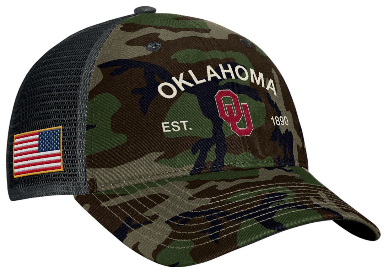 Jordan Adult Oklahoma Sooners Medium Olive 2025 Military Appreciation Trucker Hat