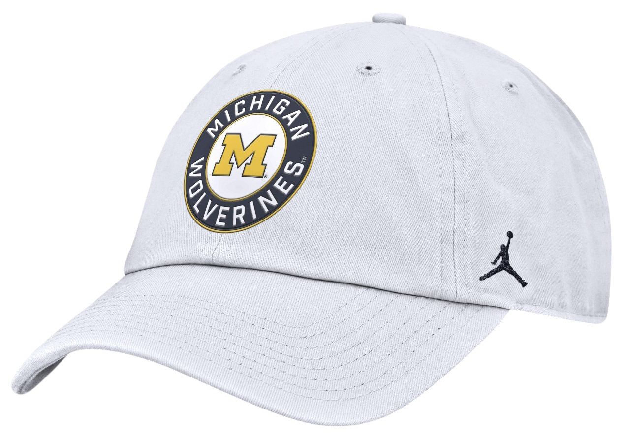 Jordan Adult Michigan Wolverines White Primetime Club Adjustable Hat