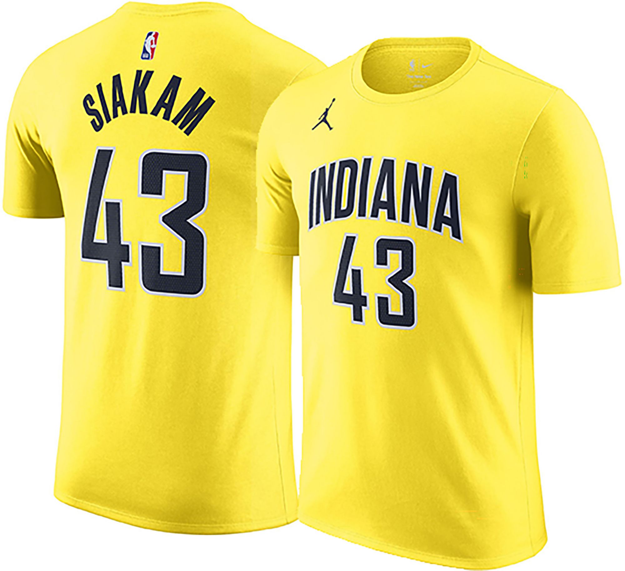 Jordan Men's Indiana Pacers Pascal Siakam #43 Yellow Statement T-Shirt