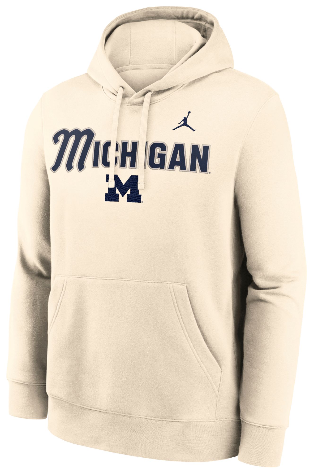 Jordan Men's Michigan Wolverines Natural Club Fleece Tackle Twill Hoodie