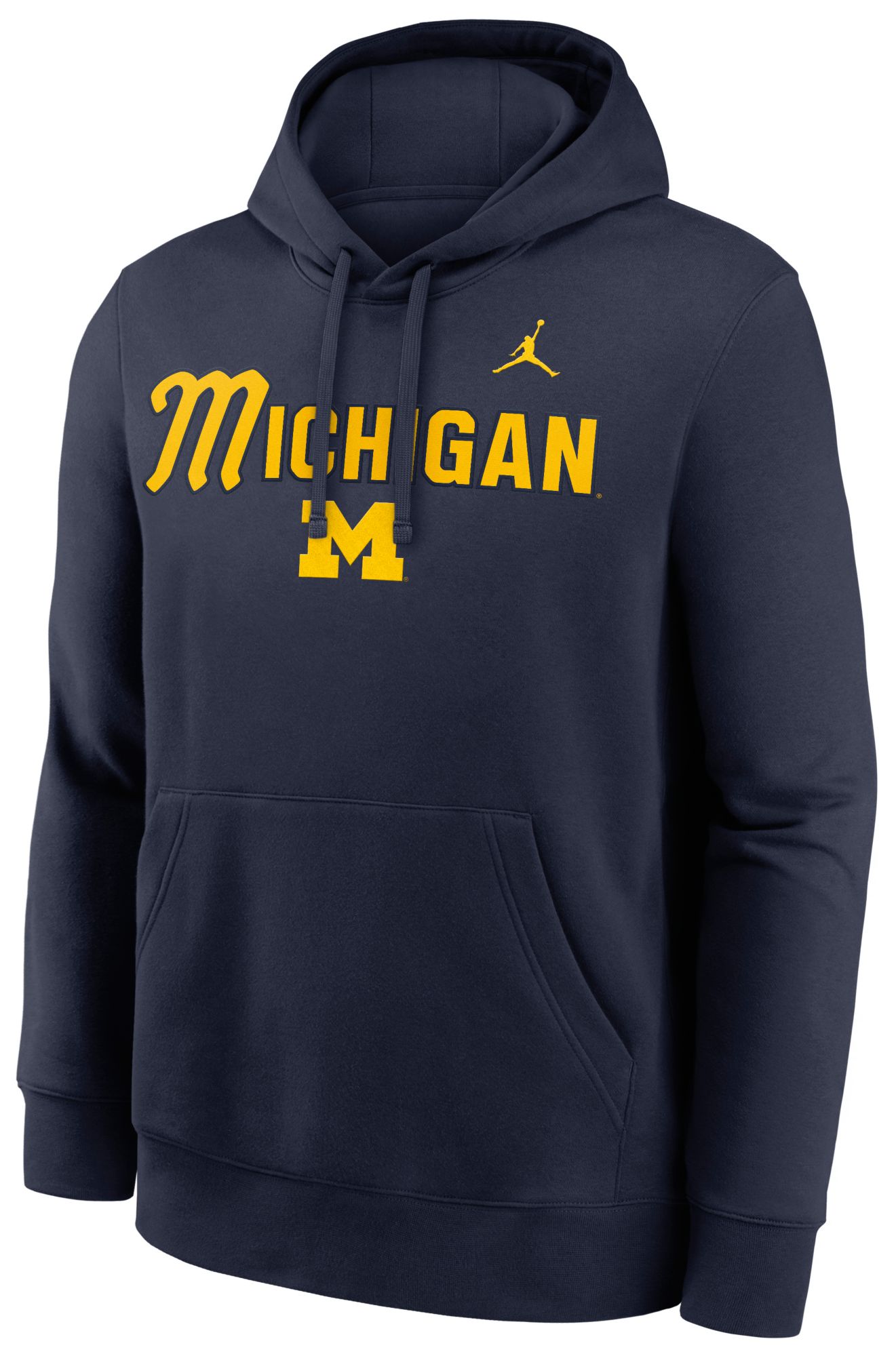 Jordan Men's Michigan Wolverines College Navy Club Fleece Tackle Twill Hoodie