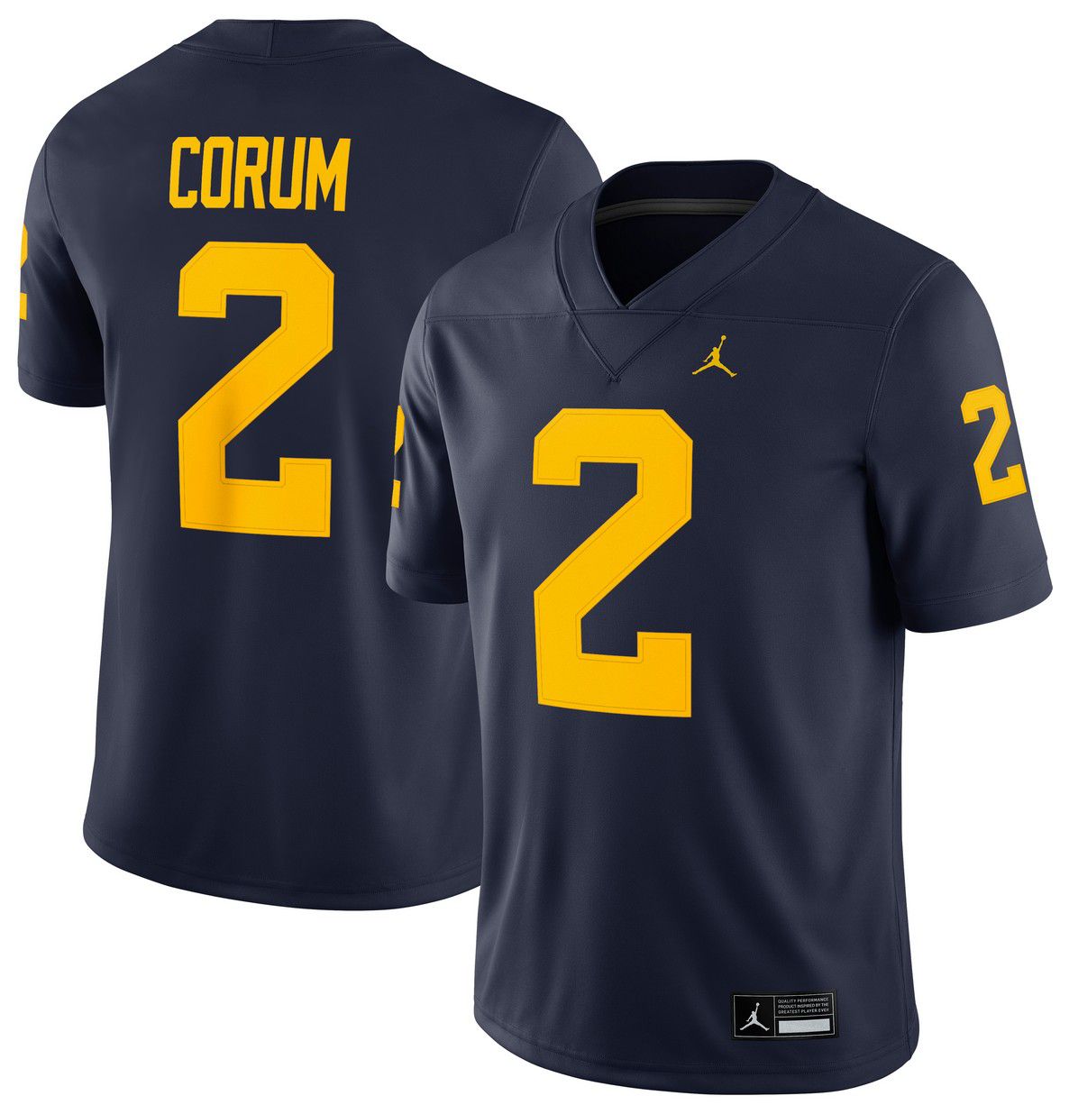 Jordan Men's Michigan Wolverines Blake Corum #2 Navy Dri-FIT Replica Alternate Football Jersey