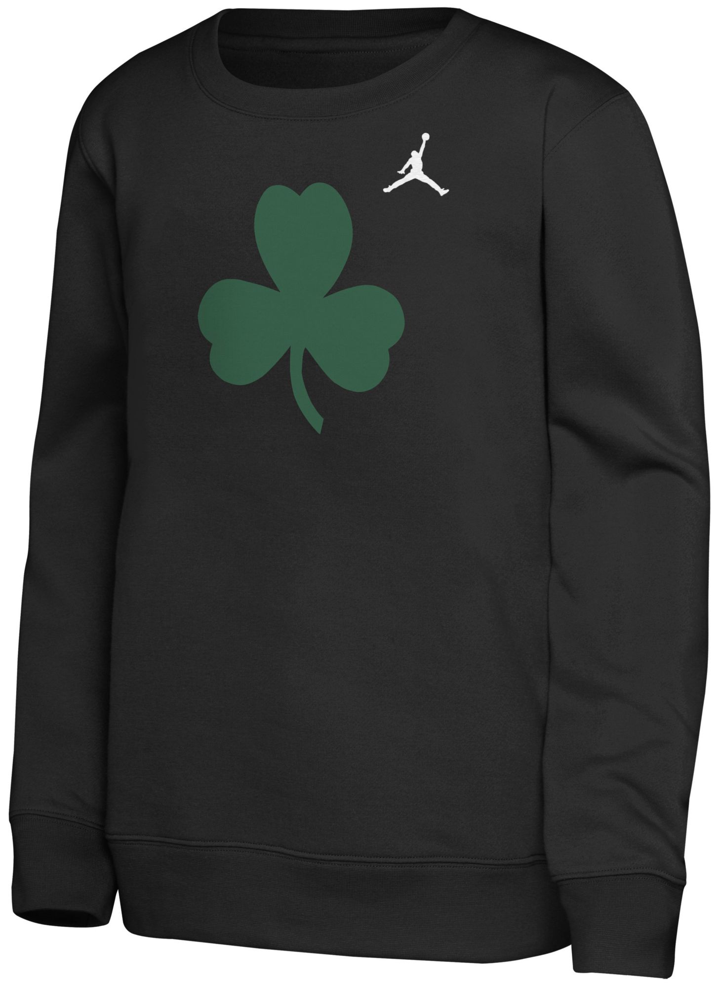 Jordan Youth Boston Celtics Black Statement Logo Crewneck Sweatshirt