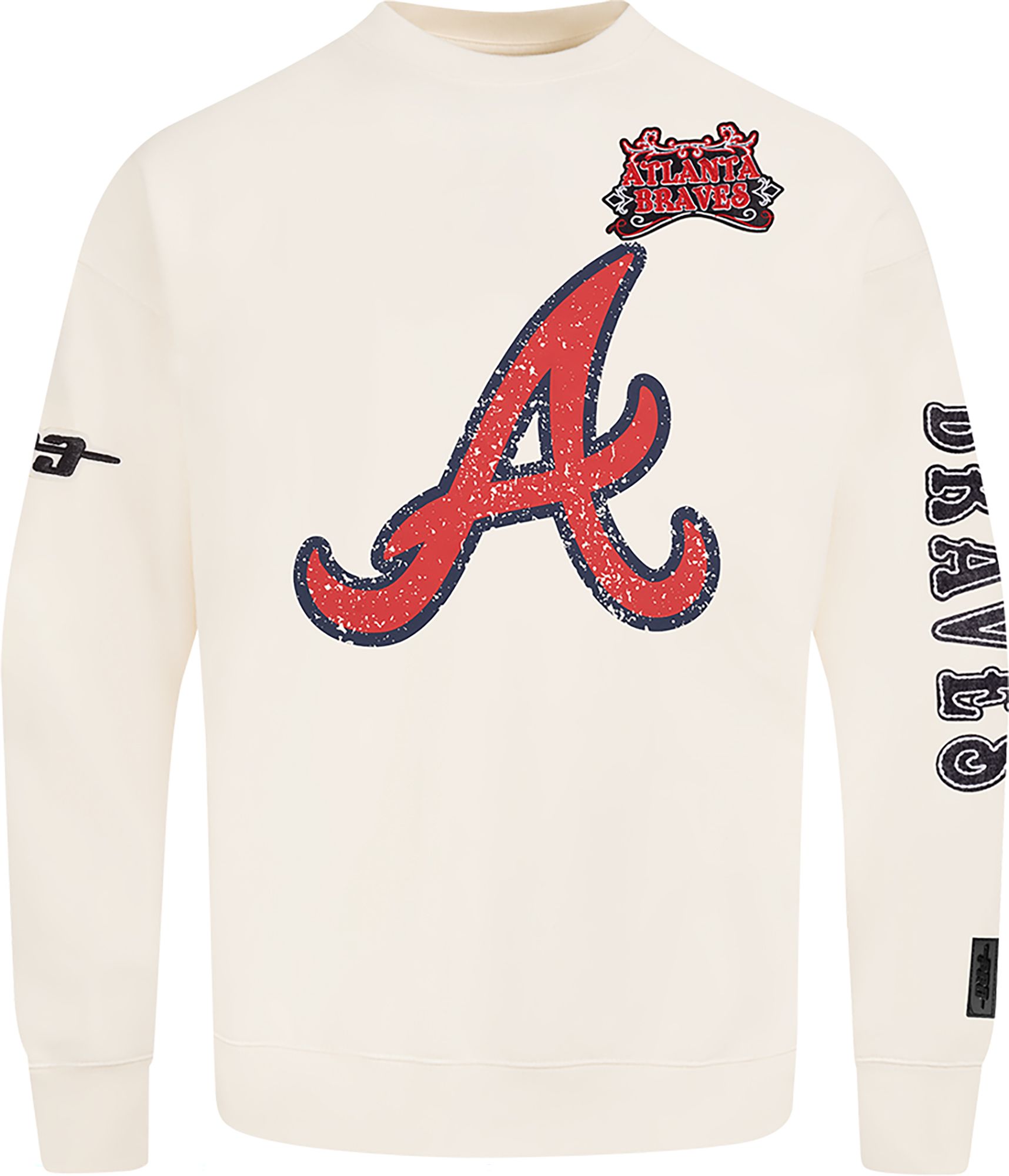 Pro Standard Men's Atlanta Braves Cream Rebel Athletics Fleece Crew Pullover Sweatshirt