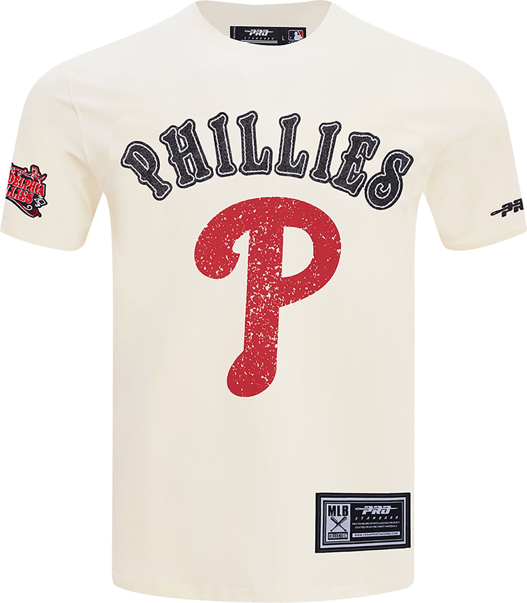 Pro Standard Men's Philadelphia Phillies Cream Rebel Athletics Stacked Logo Short Sleeve T-Shirt