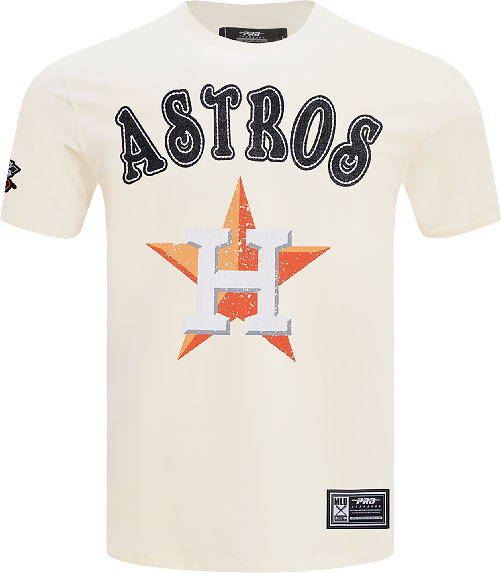 Pro Standard Men's Houston Astros Cream Rebel Athletics Stacked Logo Short Sleeve T-Shirt