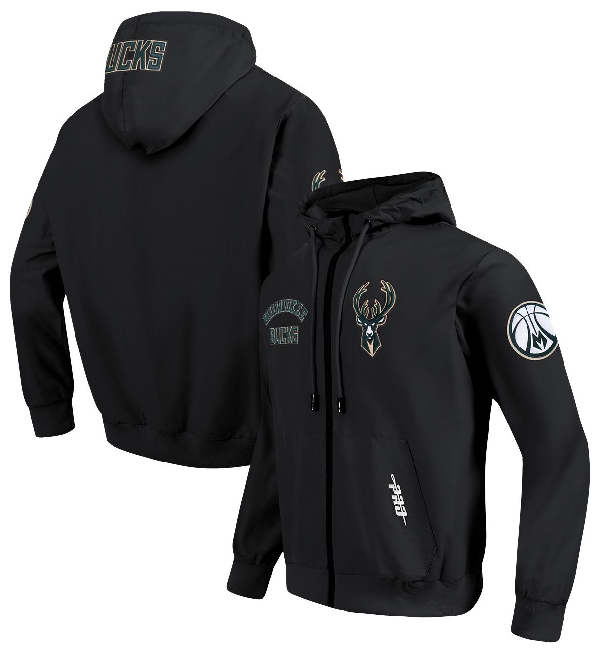 Pro Standard Men's Milwaukee Bucks Black Wind Suit Full Zip Hoodie