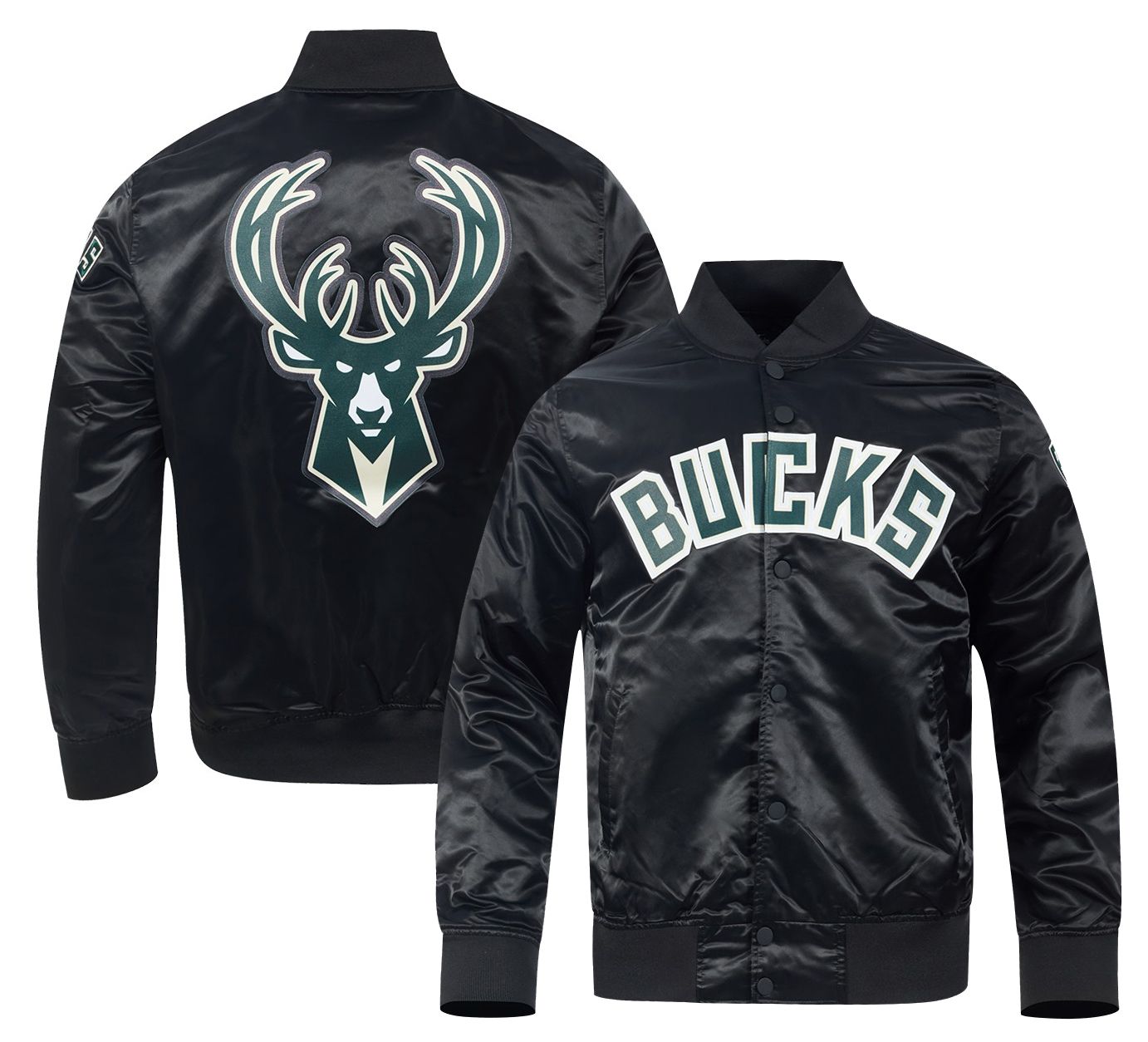 Pro Standard Men's Milwaukee Bucks Black Big Logo Satin Jacket