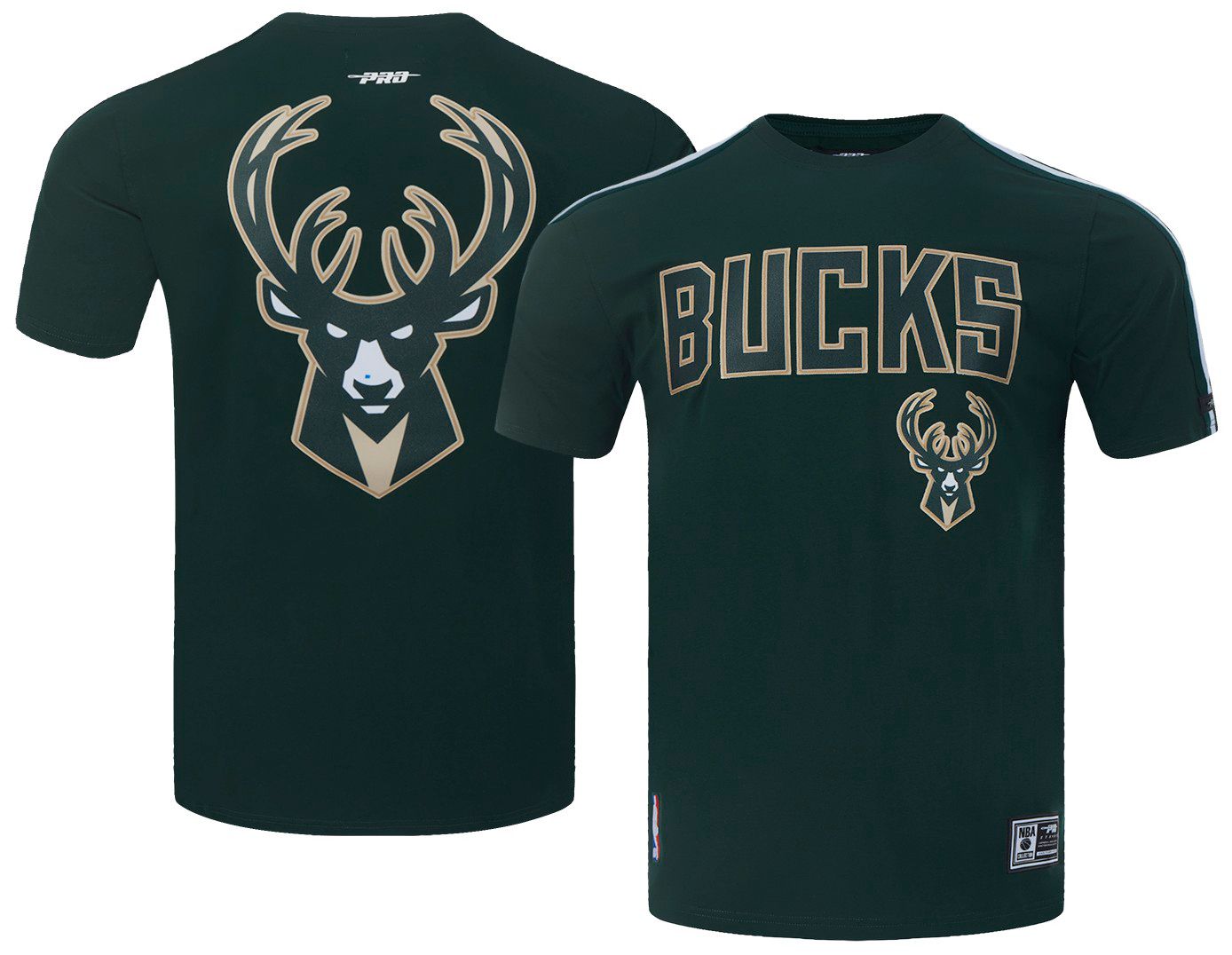 Pro Standard Men's Milwaukee Bucks Green Classic Mesh Striped Short Sleeve T-Shirt