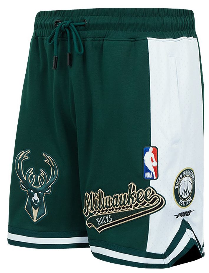 Pro Standard Men's Milwaukee Bucks Green Script Tail Fleece Shorts