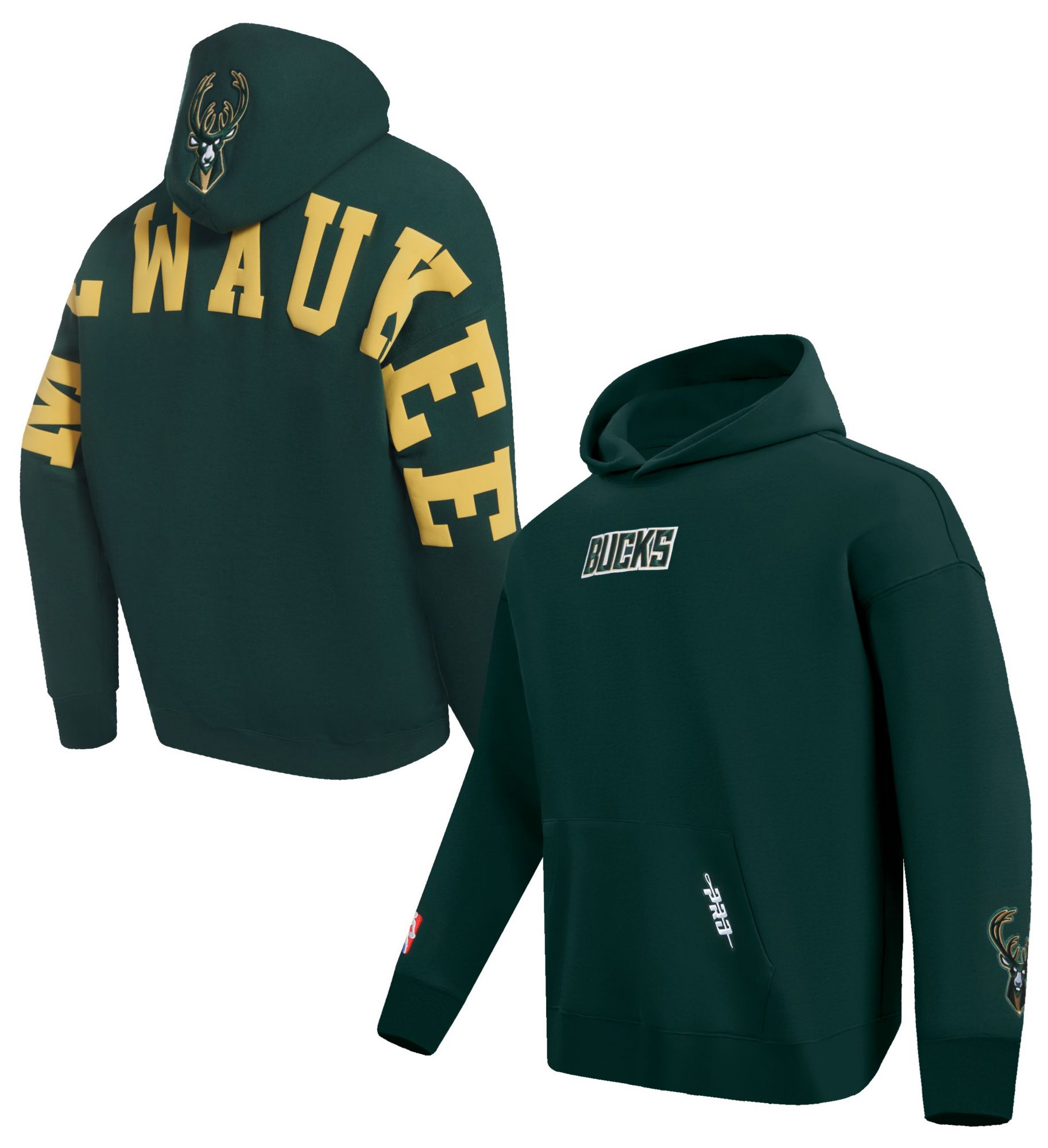 Pro Standard Men's Milwaukee Bucks Green Wingspan Drop Shoulder Hoodie