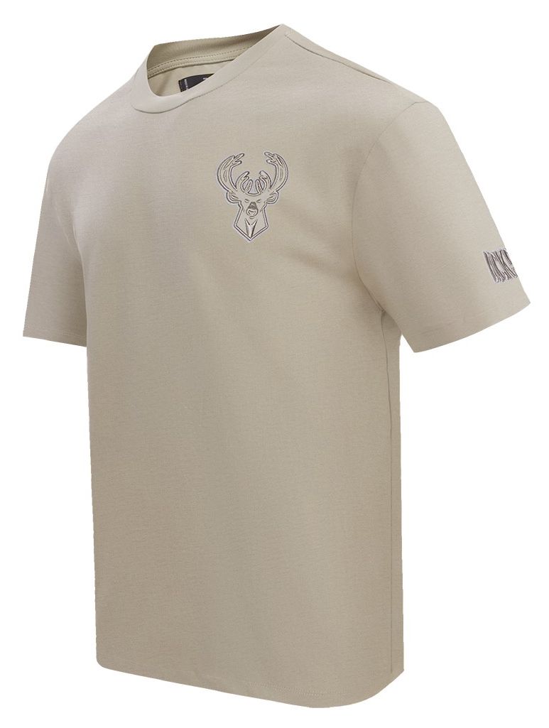 Pro Standard Men's Milwaukee Bucks Taupe Neutral Drop Shoulder Short Sleeve T-Shirt